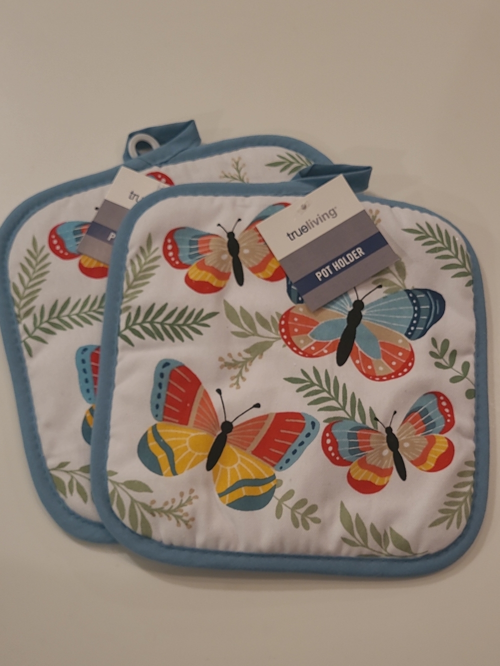 NWT Set Of 2 Blue Butterfly Pot Holders